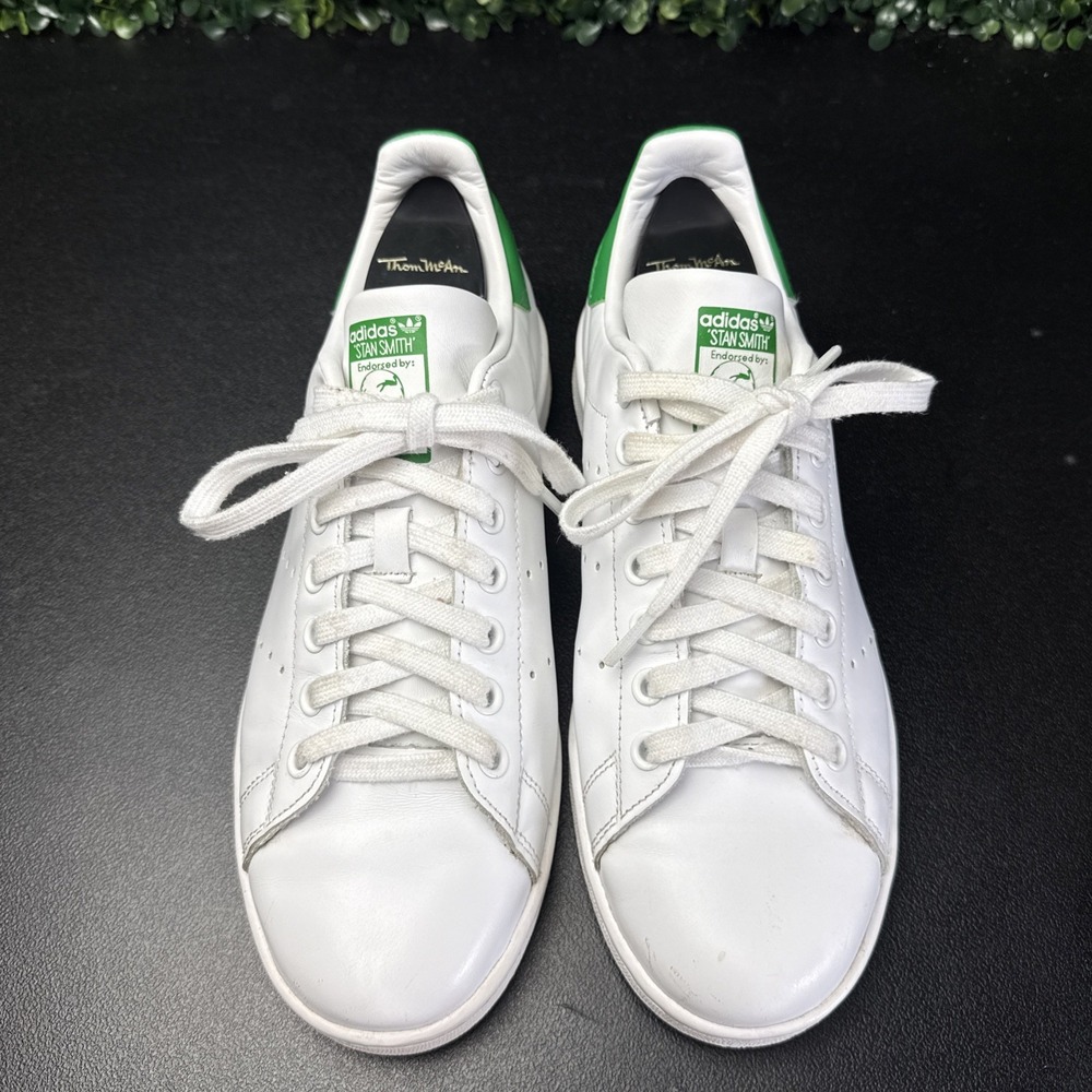 adidas Stan Smith Men's White Green Leather Sneakers Size 8 Breathable - Picture 3 of 10